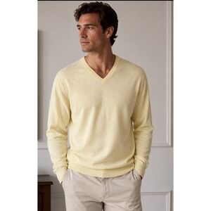 Weatherproof Vintage Men's Yellow Cotton Cashmere V-Neck Sweater XXL NEW Tags